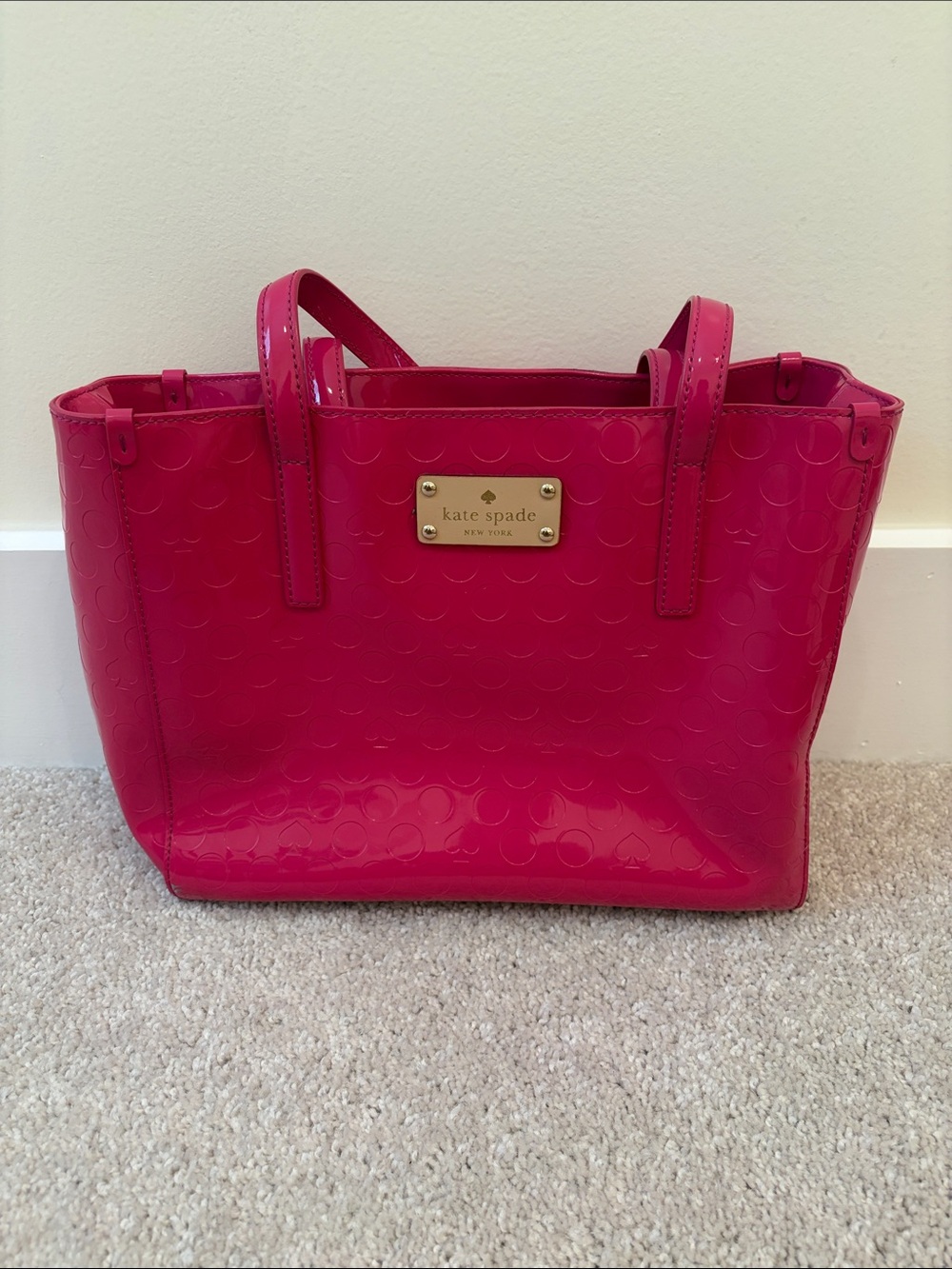 kate spade Glossy Hot Pink Embossed Patent Tote